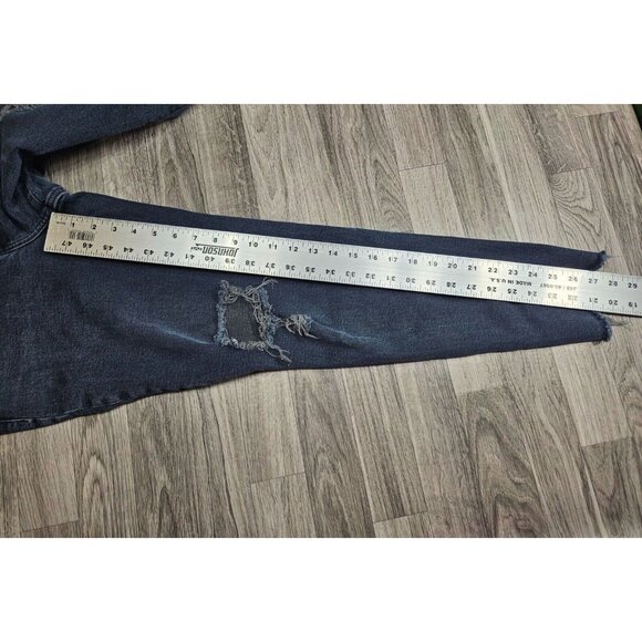 (3/$35) Old Navy Button Fly High Rise Straight Distressed Black Grey Jeans - Picture 9 of 11